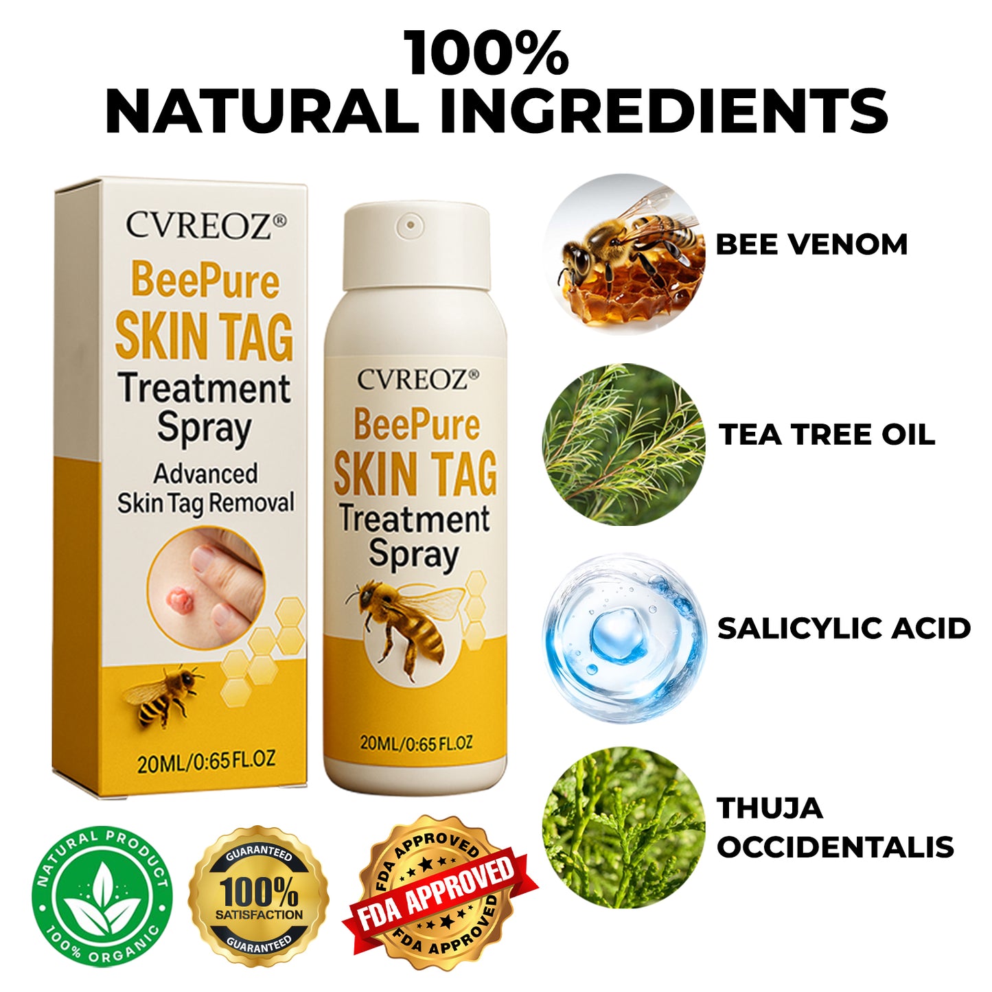 🎉SPECIAL OFFER: 60% OFF This Week Only!🔥 Cvreoz® BeePure Skin Tag Treatment Spray