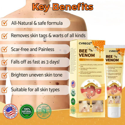 🎉SPECIAL OFFER: 60% OFF This Week Only!🔥CVREOZ® Skin Tag Bee Venom Treatment Cream