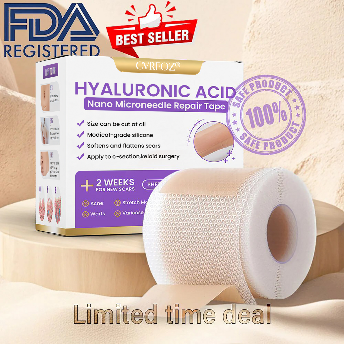CVREOZ® Hyaluronic Acid Nano Microneedle Repair Tape⏰Limited Offer: Up to 60% OFF🔥