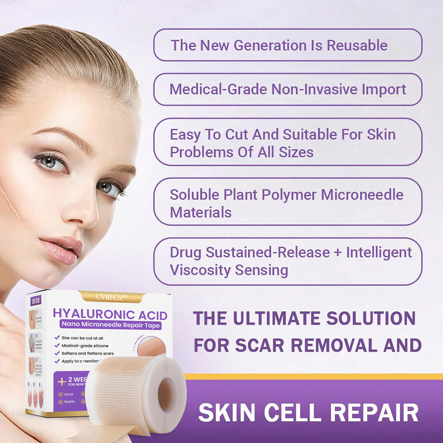CVREOZ® Hyaluronic Acid Nano Microneedle Repair Tape⏰Limited Offer: Up to 60% OFF🔥
